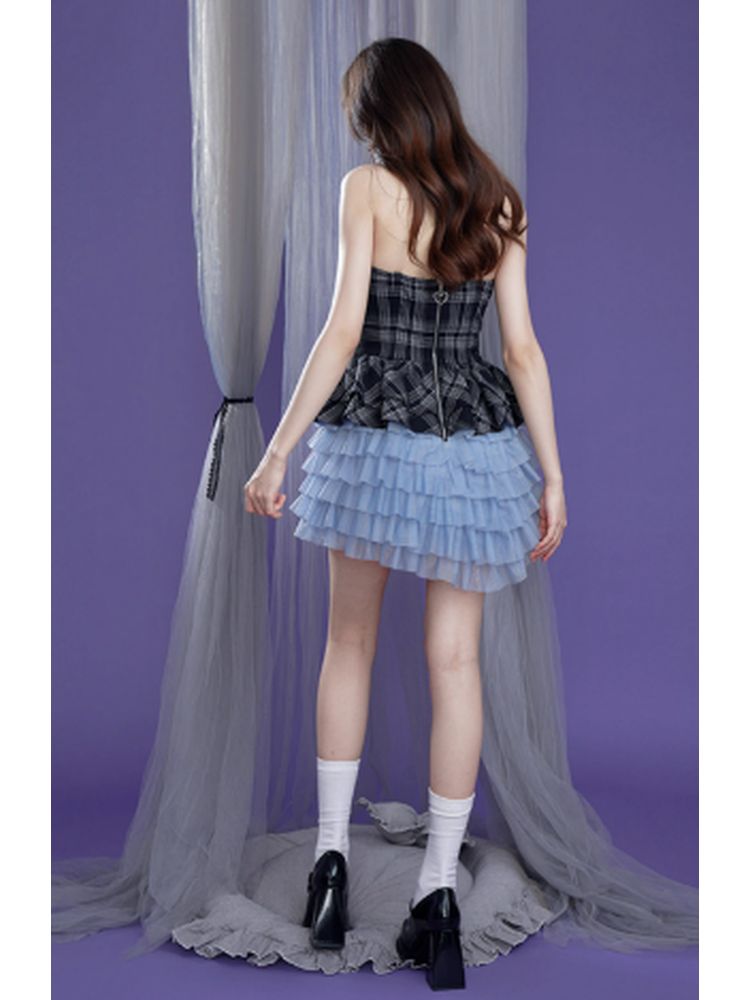 Plaid Suspender Dress with Pants【s0000002846】