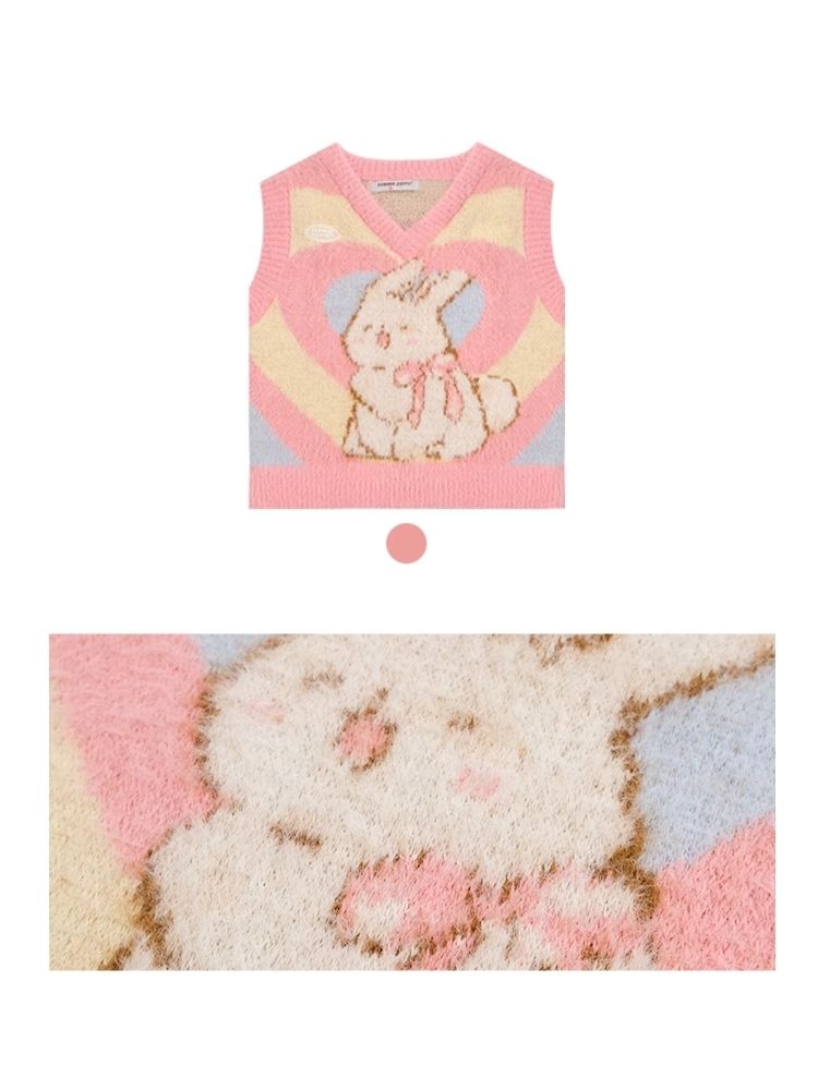 Pink Rabbit Love Knit V-Neck Sweater Vest【s0000006142】