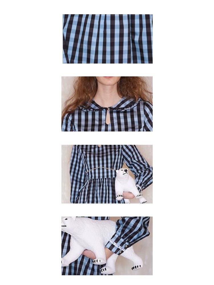 Blue and Black Checkered Dresses【s0000005931】