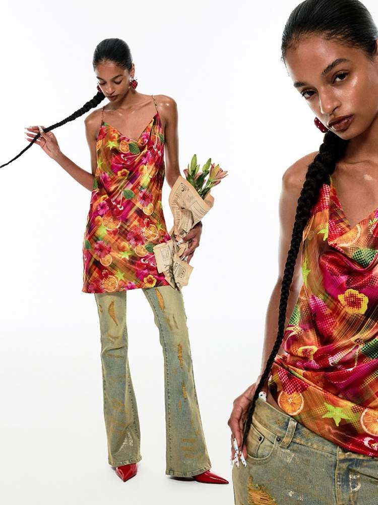 Summer Fruits Chain Backless Suspender Dress【s0000009153】