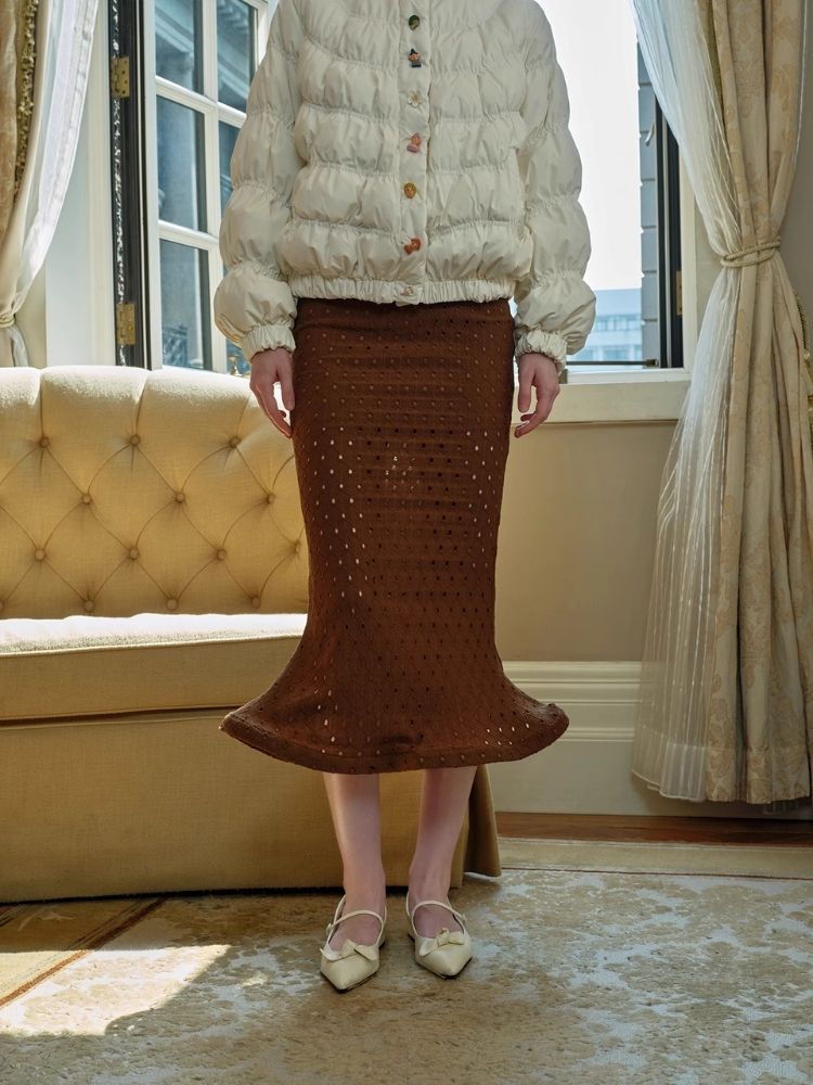 Dimensional Hem Pretty Knit Half Body Skirt【s0000005423】