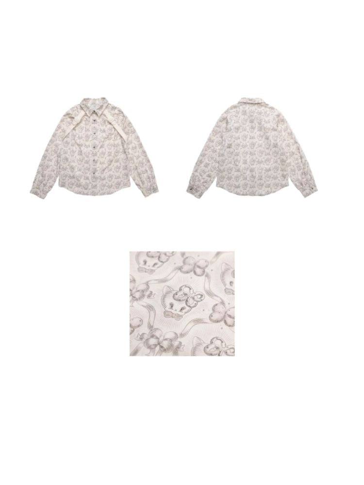 Wallpaper Print Long Sleeve Vintage Shirt【s0000006932】