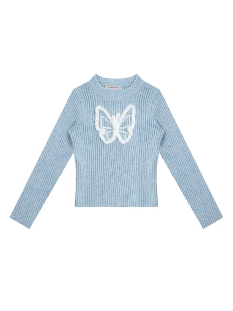 Butterfly Embroidery Long Sleeve Sweater【s0000006143】