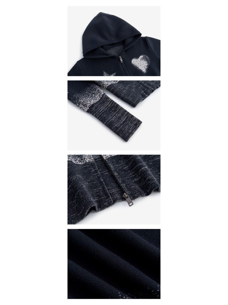 Short Hooded Zipper Knit Cardigan【s0000006181】