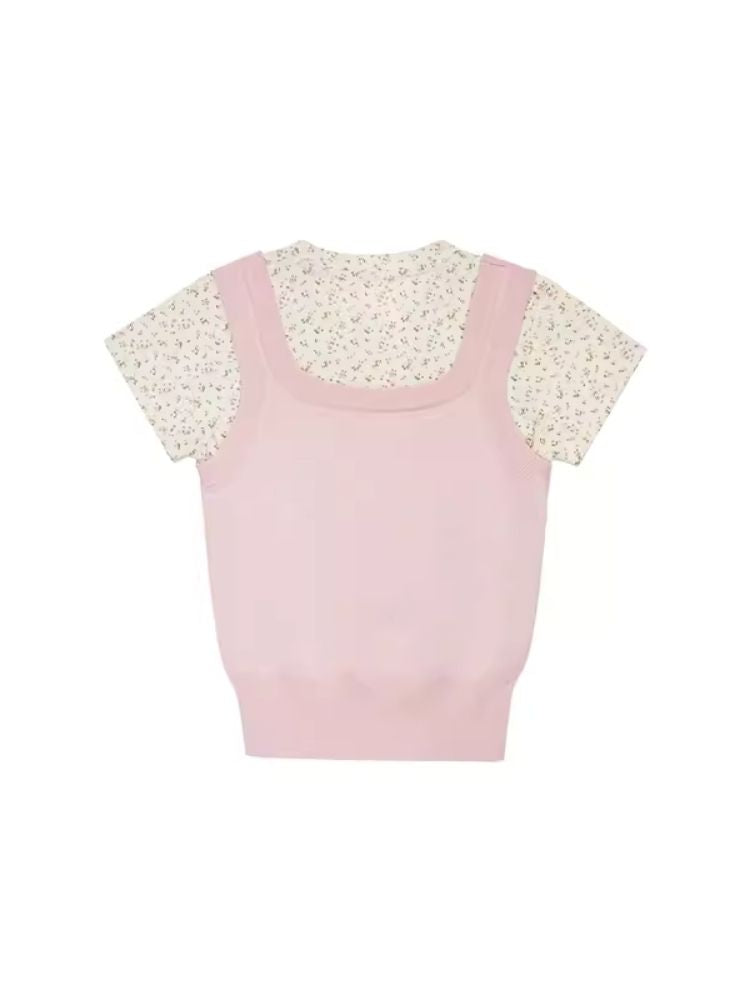 Floral half-sleeve T-shirt【s0000007525】