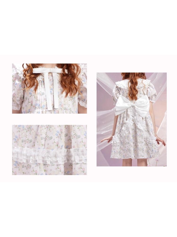 Bunny floral back bow cute doll dress【s0000006954】