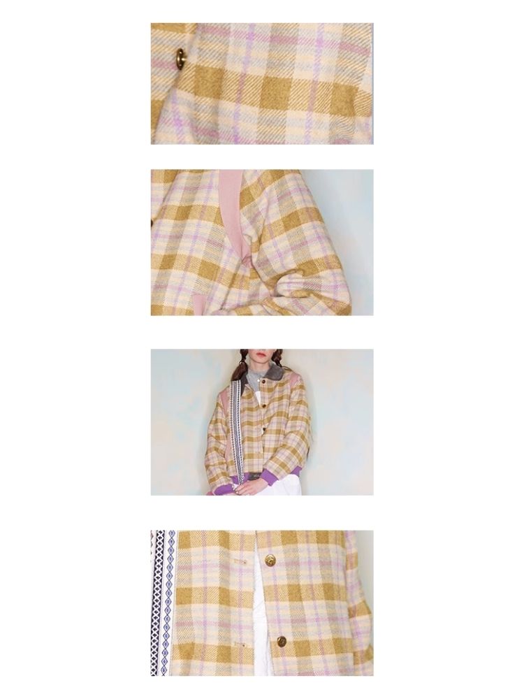 Colorblocked wool tweed jacket【s0000005915】