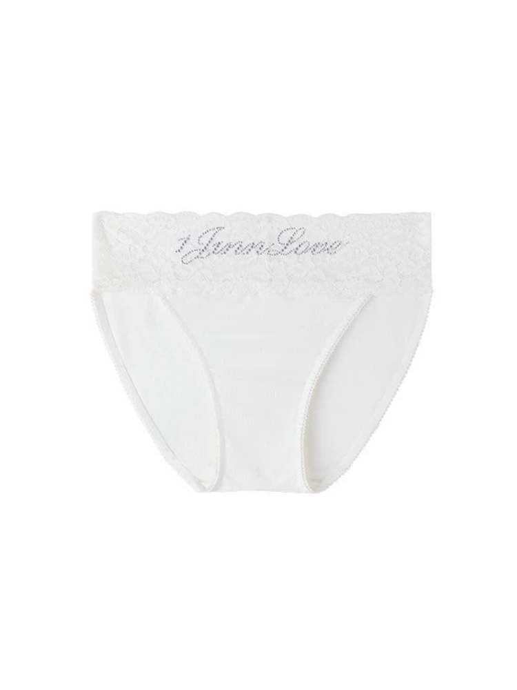 Rhinestone Embroidery Fruit Print Wide Lace Panties【s0000009169】