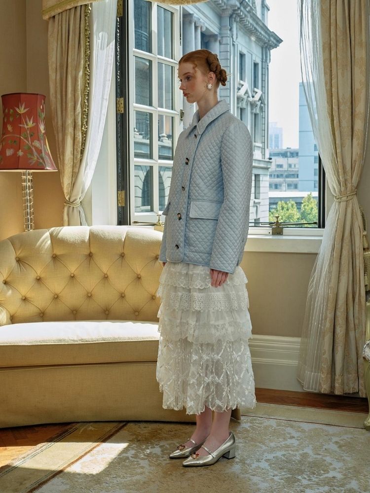 Haze Blue Thin Cotton Jacket【s0000005429】