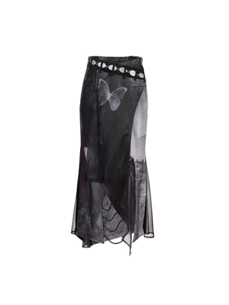 Punk Style Layered Design Top & Butterfly Mermaid Skirt【s0000004004】