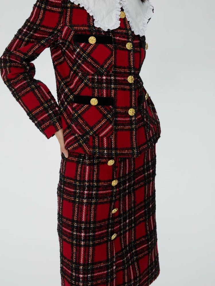 Classic Red and Black College Style Suit【s0000006245】