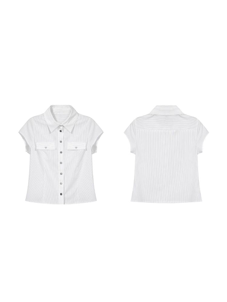 Slim Short Striped Metallic Shirt【s0000006687】