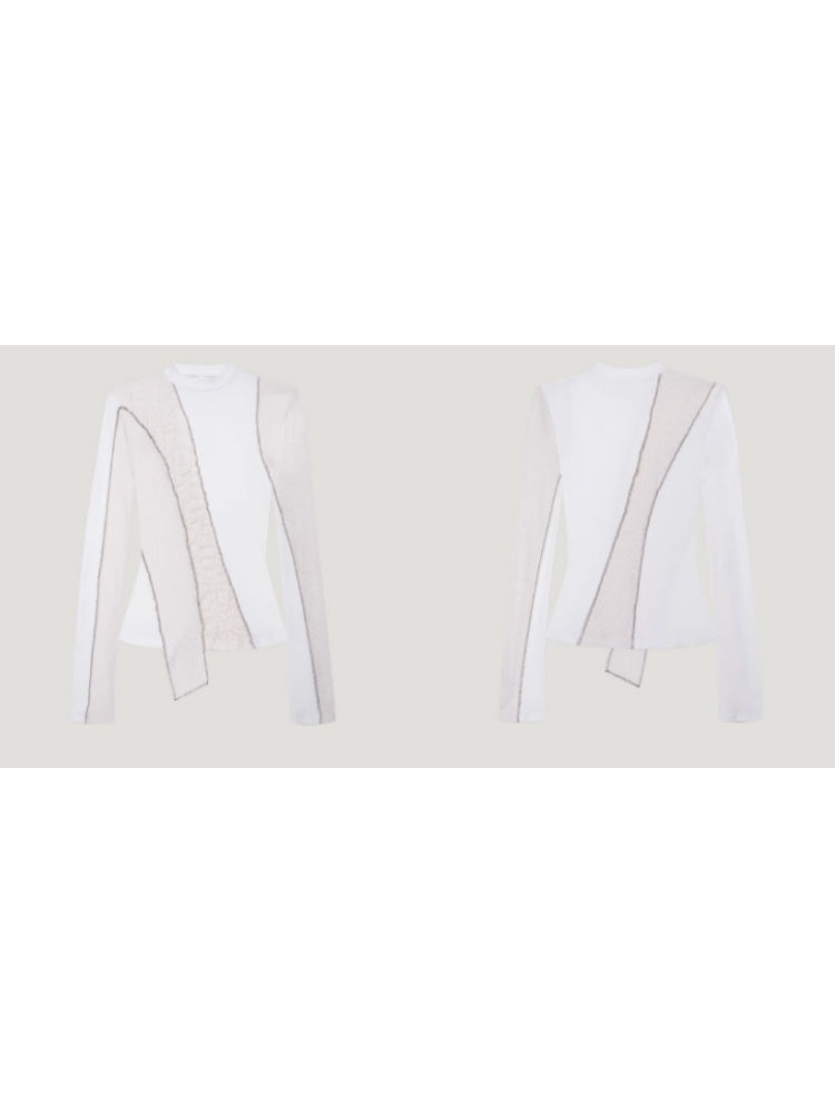 Splicing Irregular Slim Long Sleeved Bottoming Shirt【s0000004387】