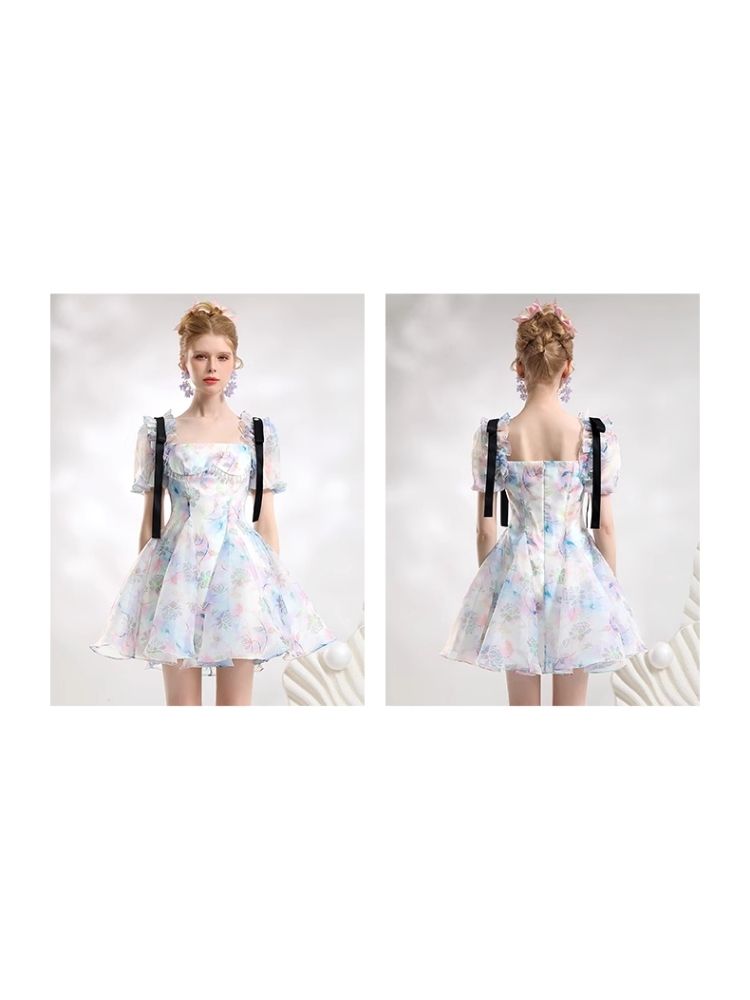 Bow fluttering floral dress【s0000007292】
