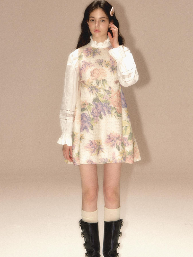 Jacquard pleated suspender skirt【s0000003461】