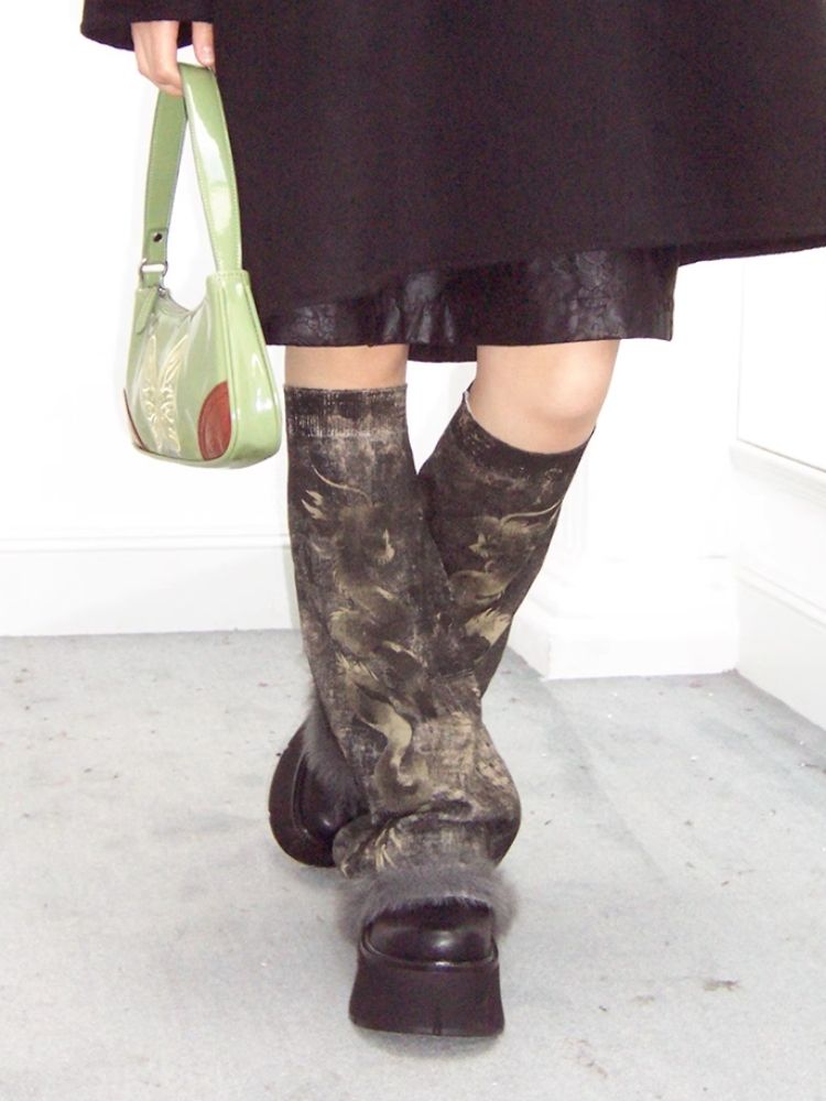 Dragon print easy to match with plush leggings【s0000005131】