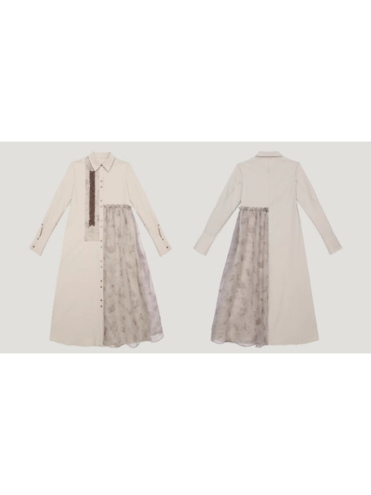 Drape Stitch Long Sleeve Shirt Dress【s0000004368】