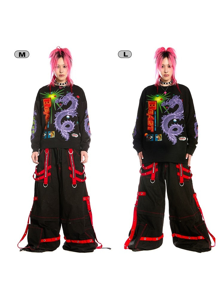 Y2K Punk Hong Kong Style Dragon rint Loose Sweat / Galaxy Bag【s0000003889】