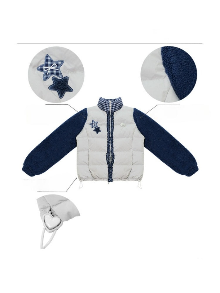 Star Print Contrast Stitching Thickened Warm Jacket【s0000015260】