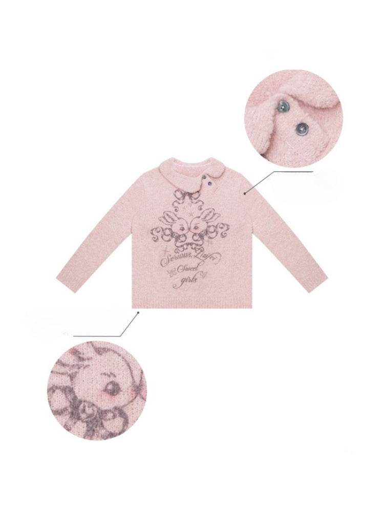 Rabbit Lazy Style Irregular Doll Collar Sweater【s0000015262】