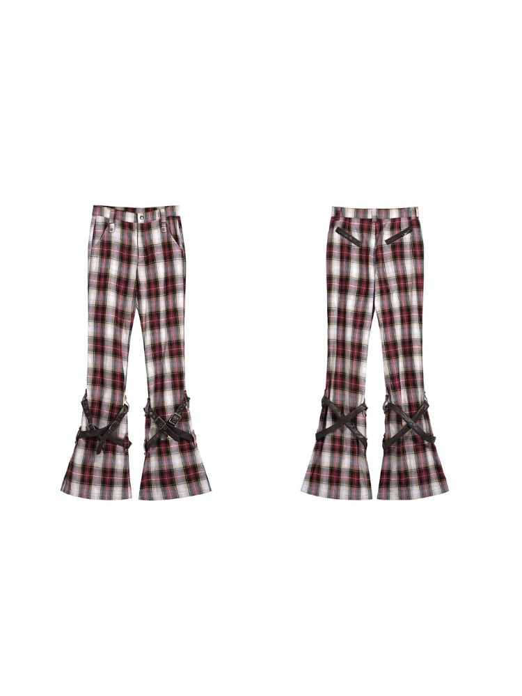 Niche retro plaid wide leg pants【s0000006700】