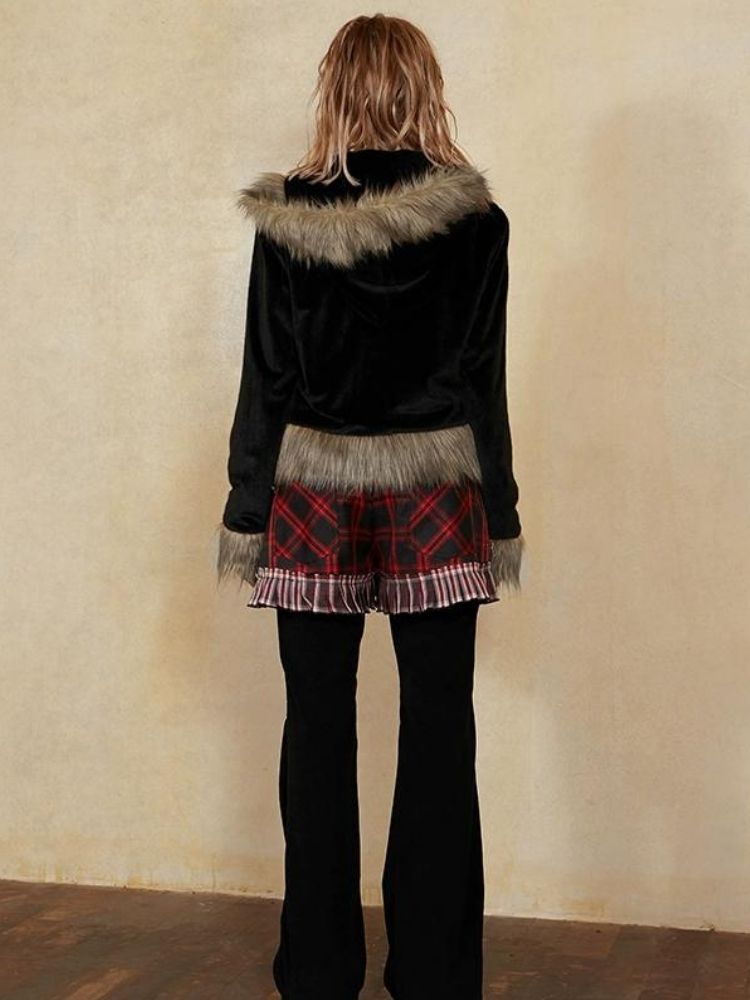 DoublePunch Autumn/Winter Original Short Clothes Silver Fox Cloth Cloak Protective Leather Grass Short Clothes Pin Hair Black Colored Hat Hair Cloak