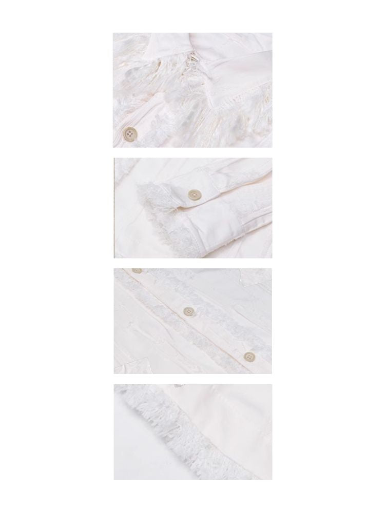 Fringed Mousse Pleated Shirt【s0000006948】