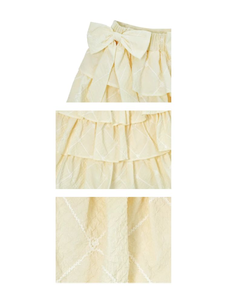 Crinkle Back Bow Cake Half Skirt【s0000006978】
