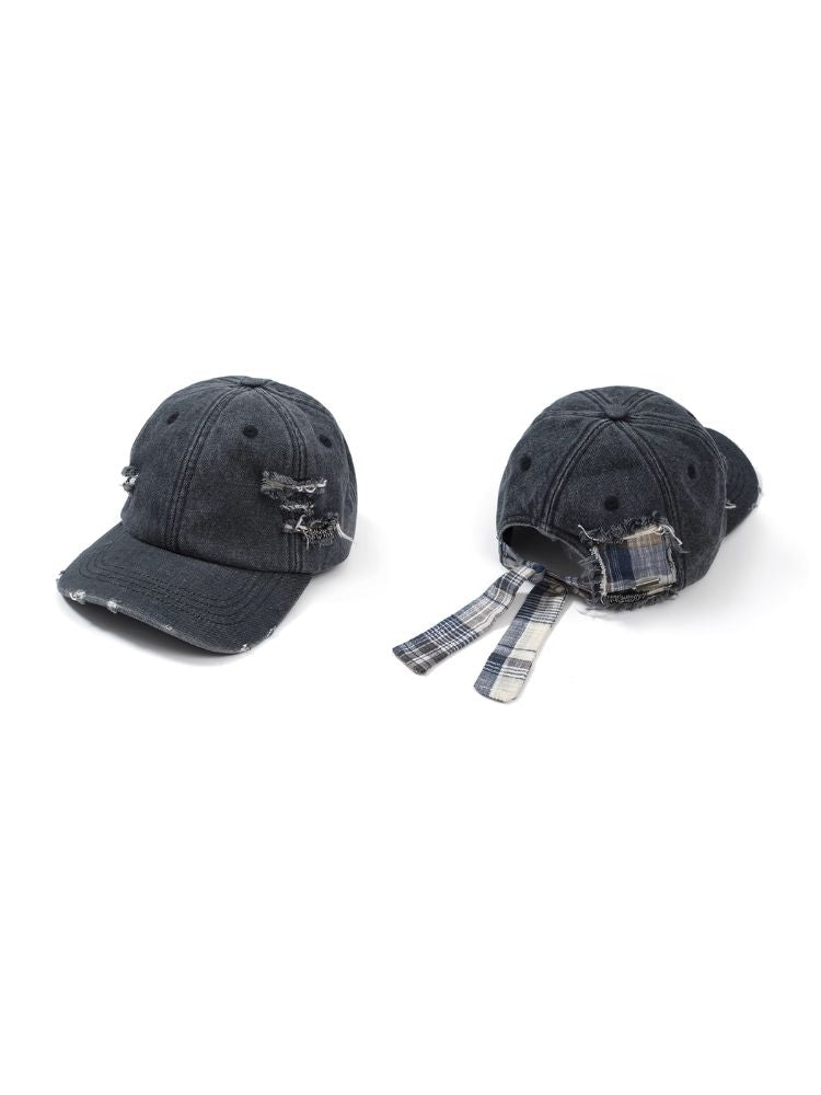 Plaid rivets strap duck tongue cap【s0000006689】