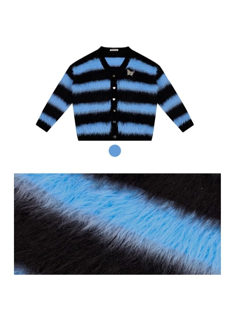 Striped knit sweater cardigan jacket【s0000006162】