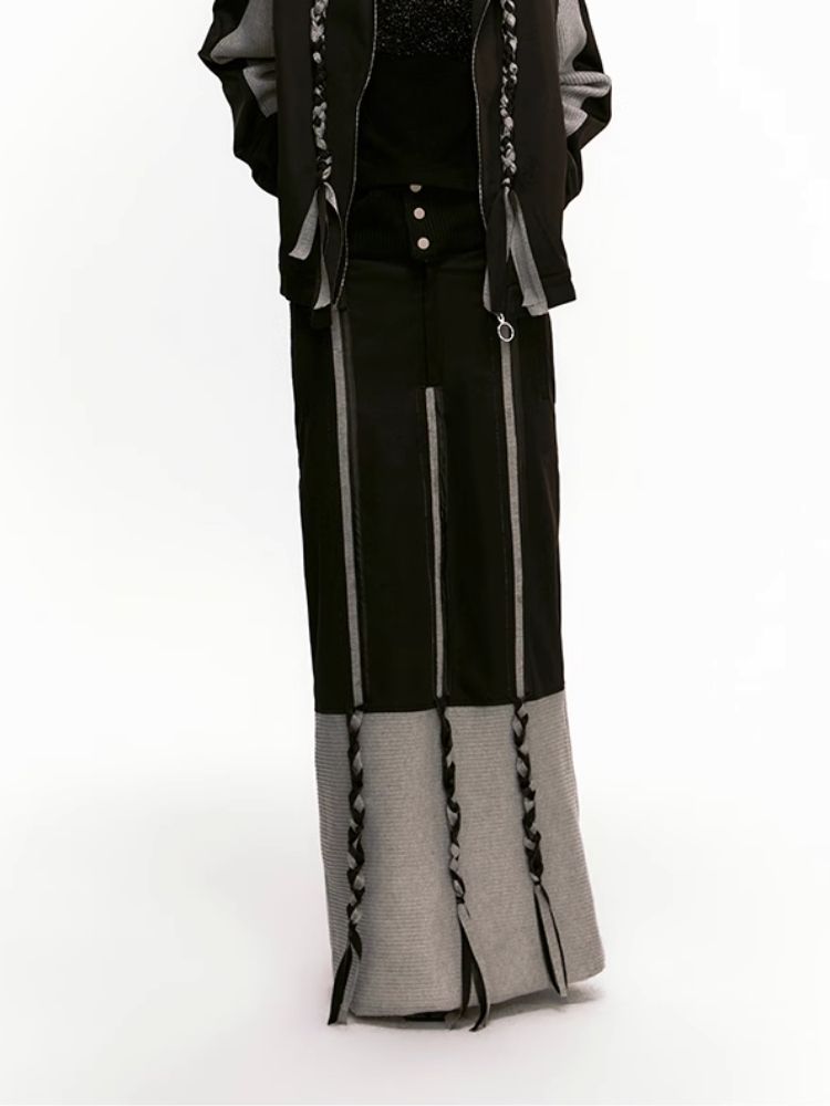 Patchwork Removable Braid Clashing Sweatshirt Jacket【s0000006940】