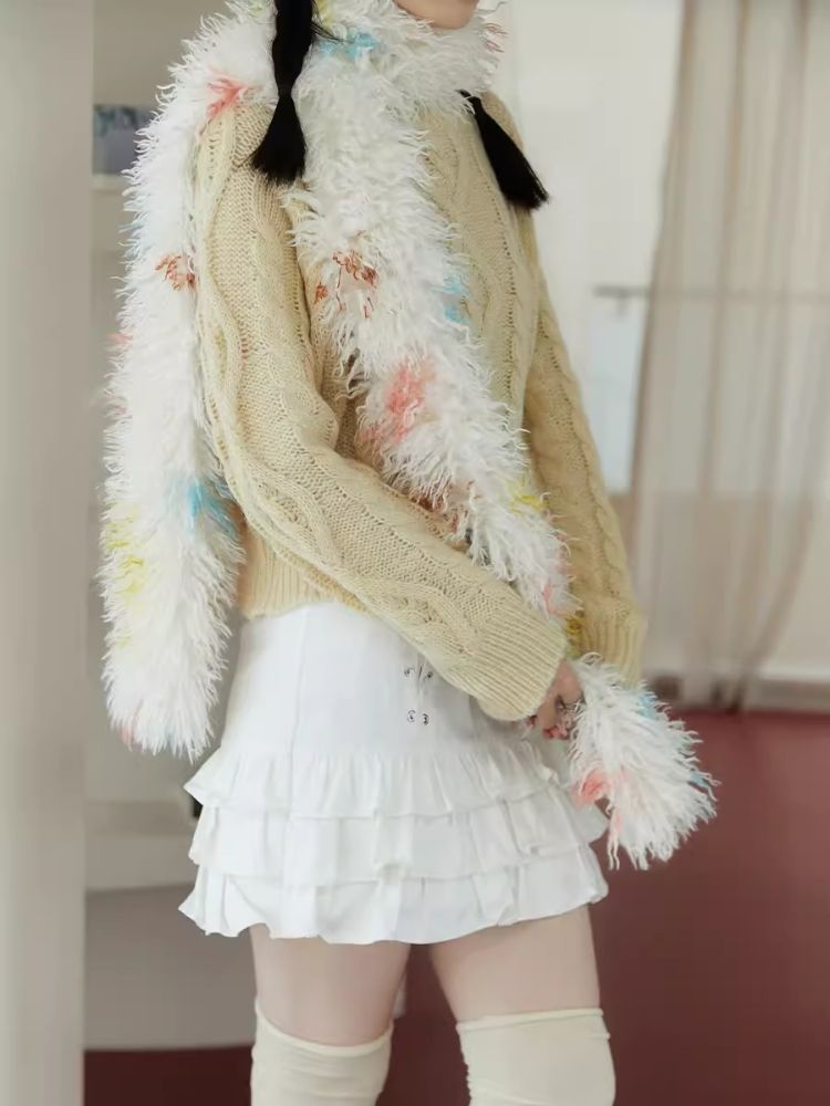 Rainbow Candy Styled Shaggy Plush Scarf【s0000006252】