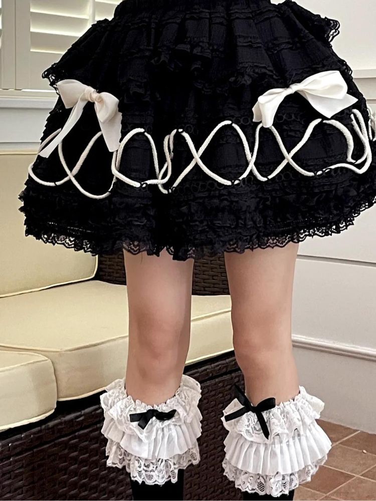 French retro lace black cake skirt【s0000003587】