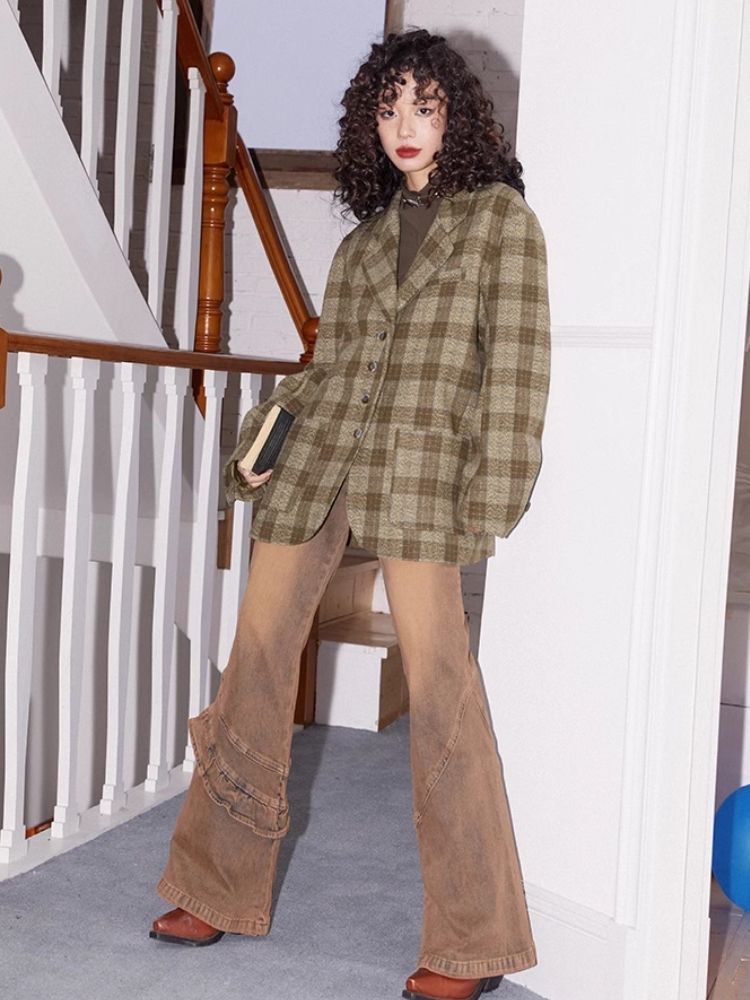 Retro plaid coat【s0000004588】