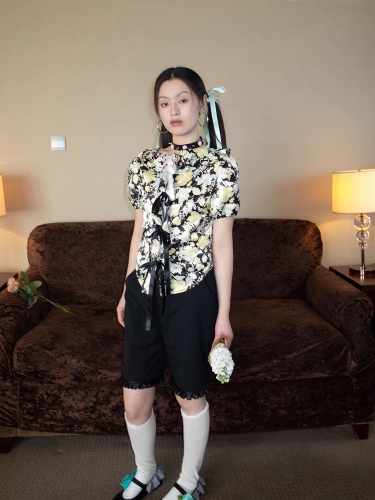 Black Lace Suit Midi Pants【s0000007937】