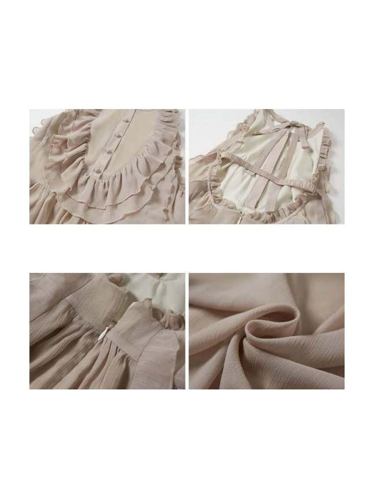 French Holiday Backless Halter Neck Dress【s0000007381】