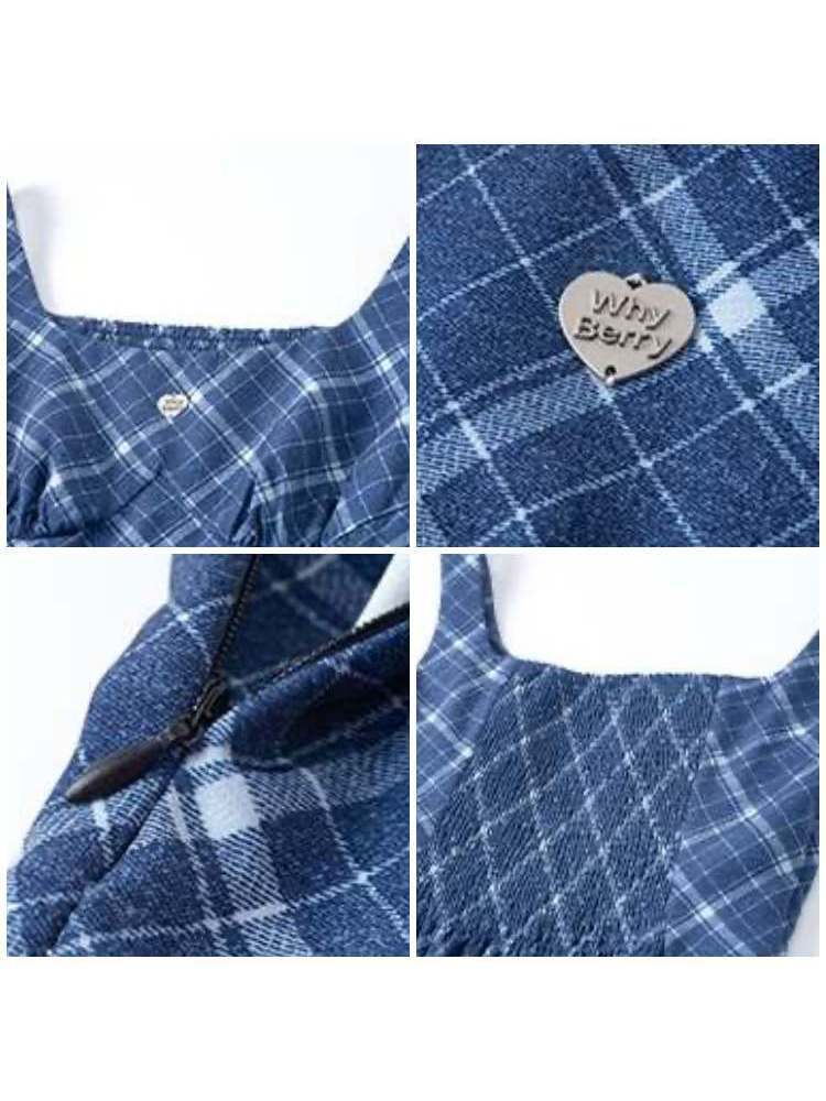 Plaid Suspender Long Flare Dress【s0000008082】