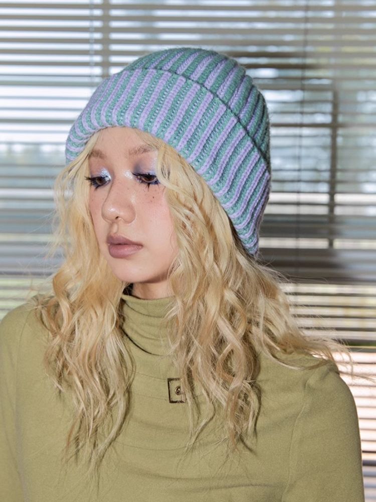 Wool Warm Two Color Cold Hat【s0000004341】