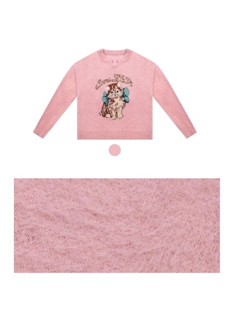 Lazy wind pink gentle soft sweater【s0000006149】