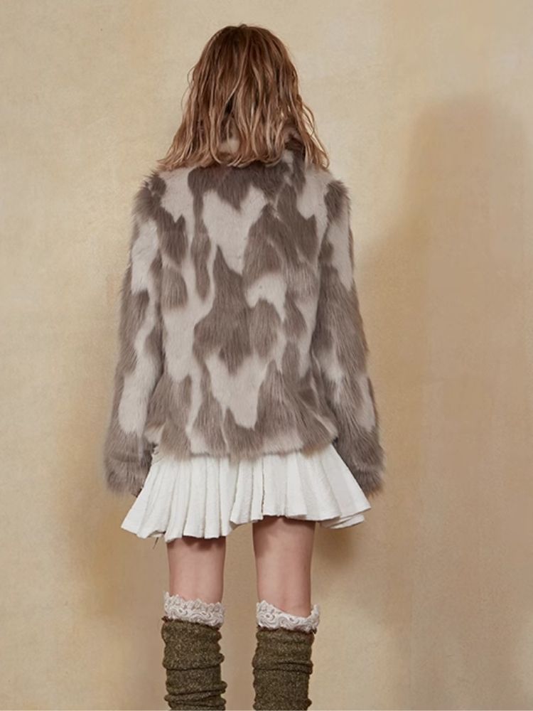 DoublePunch Autumn/Winter Original Cow Bag Mixed Color Protective Leather Grass Cow Horn Hot Sister Warm Coat