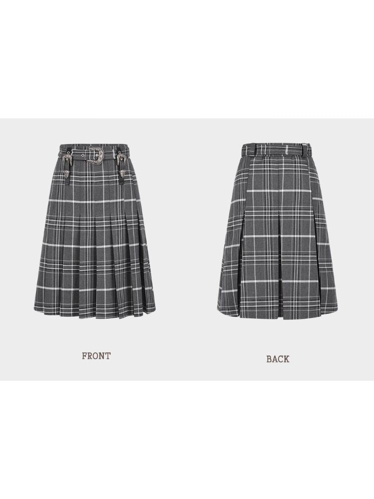 Vintage plaid college style pleated skirt【s0000007185】