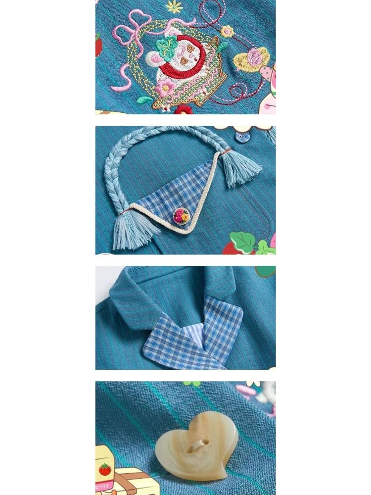 Blue striped stitch retro jacket【s0000003724】