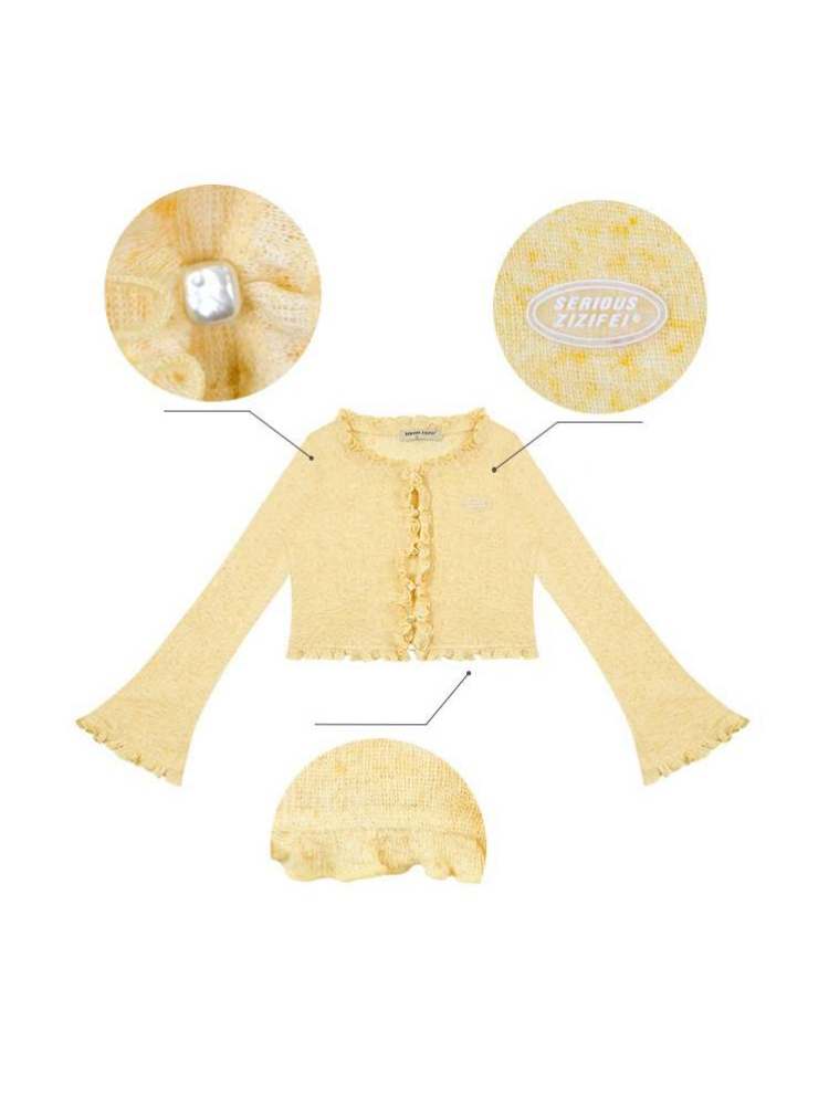 Ruffle Short Knit Cardigan【s0000007145】