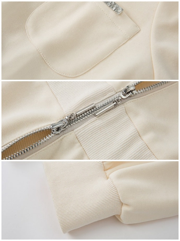 Hooded Cut Shoulder Sweat Zip One Piece【s0000003848】