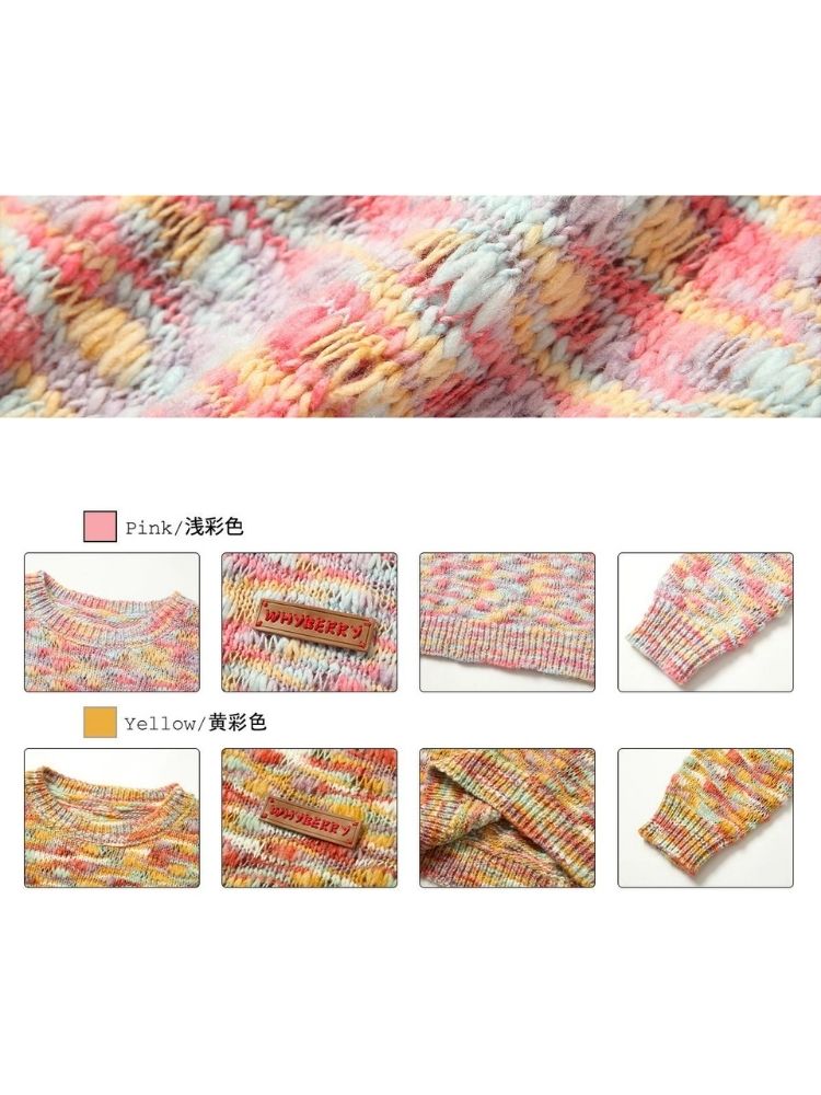 Girly style rainbow color sweater【s0000003368】