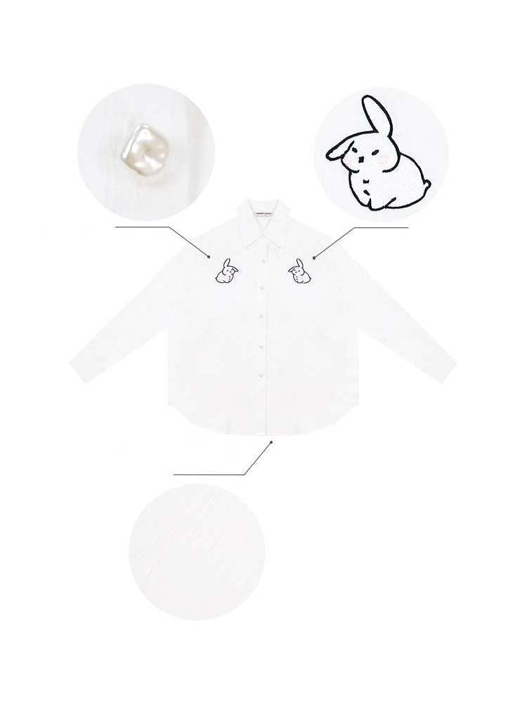 Rabbit Embroidery Loose Shirt【s0000007147】