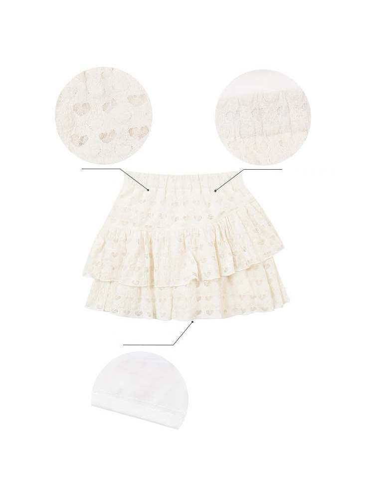 Heart-Shaped Cutout Lace A-Line Cake Mini Skirt【s0000007134】