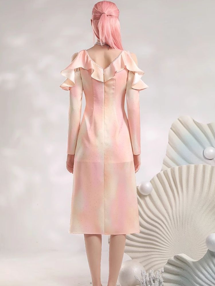 Strapless Split Elegant mid-length dress【s0000006823】