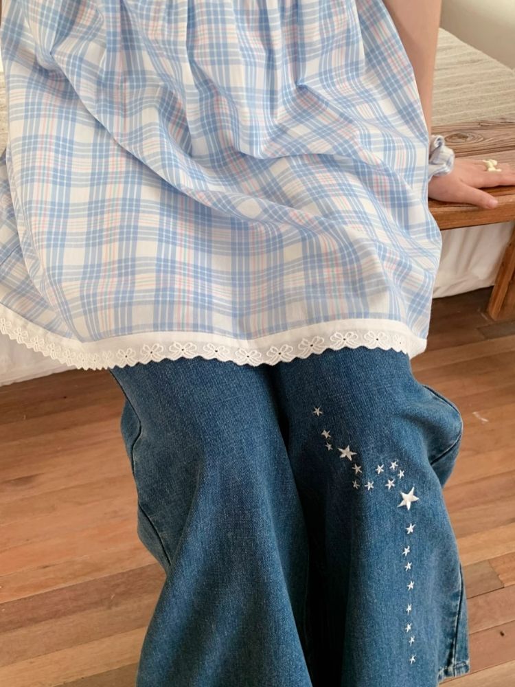 Check Two Color Shell Button Dress【s0000007713】