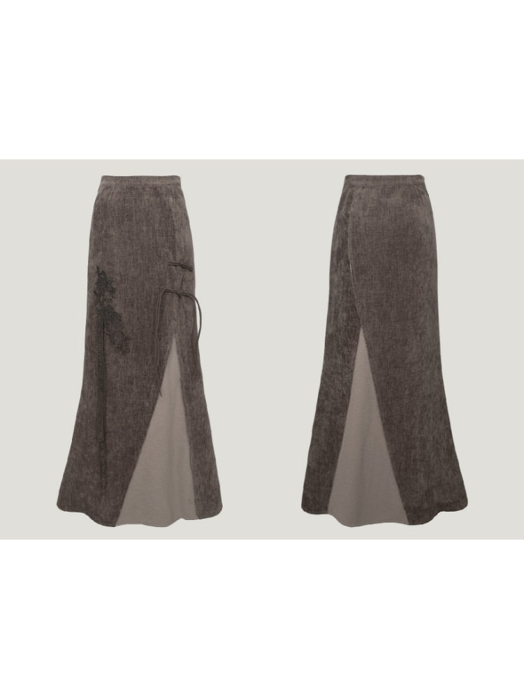 Chinese Style Button Switching Maxi Skirt【s0000004405】